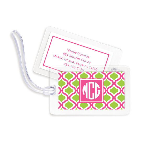 Raspberry & Green Kate Luggage Tags